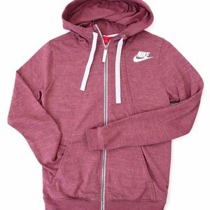 Nike Full Zip Hoodie Womens Small Heathered Rose Pink Mauve Athletic Sweatshirt
